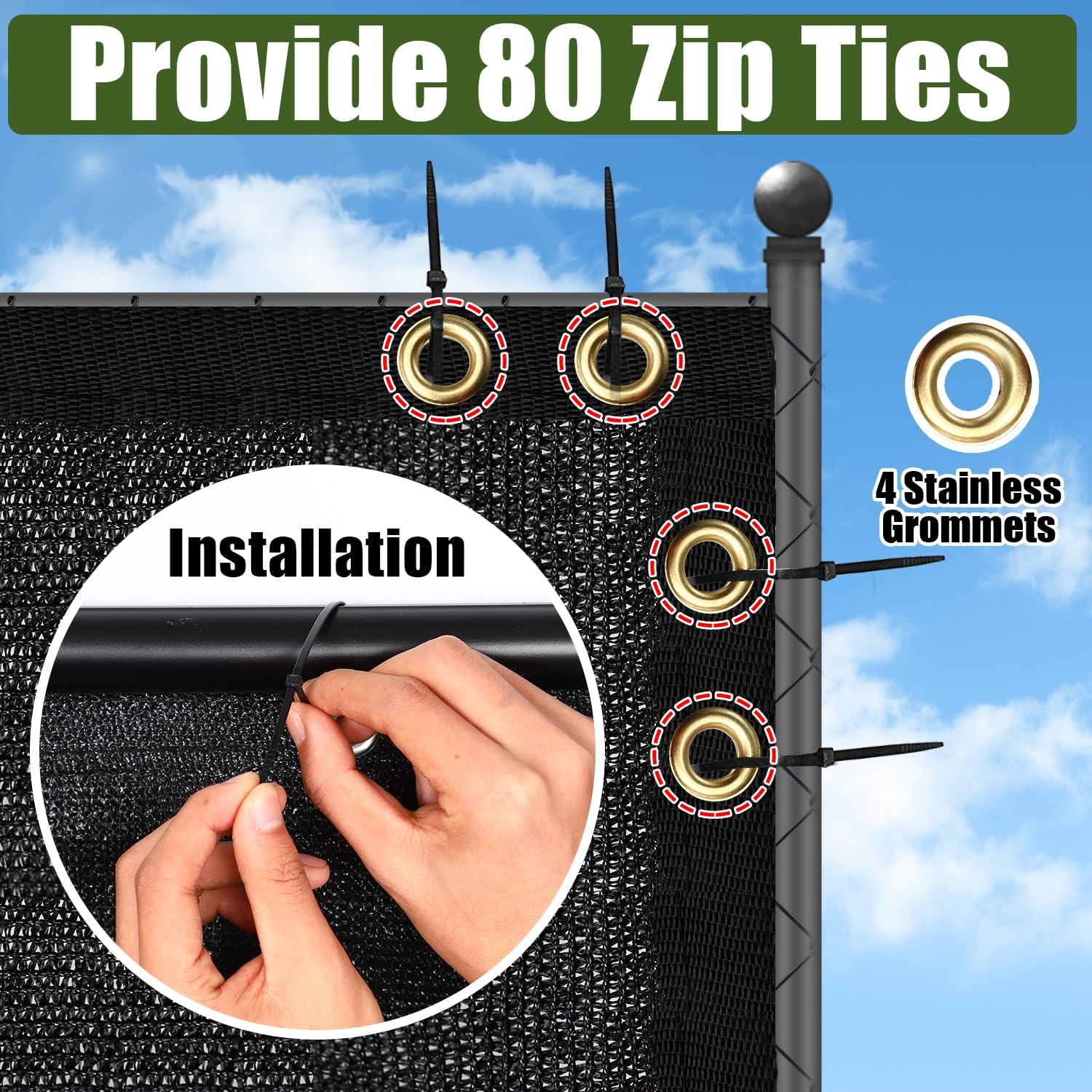 Black 6FT X 50FT Outdoor Privacy Screen Fence & Mesh Shade Net Cover, Ideal for Garden and Backyard - Enhances