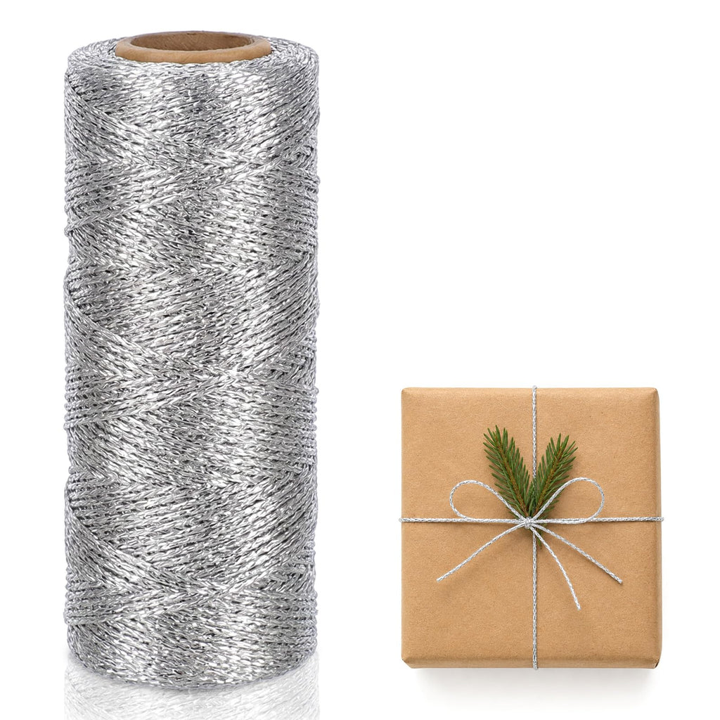 1mm Silver Decorative String, Silver Twine Cord Glitter Cording