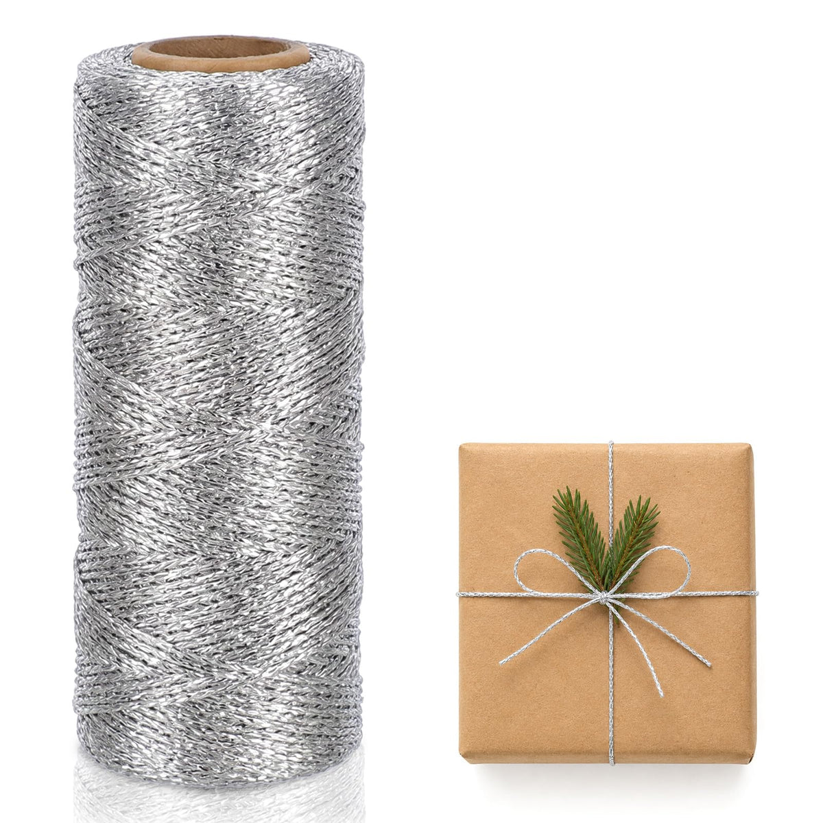 1mm Silver Decorative String, Silver Twine Cord Glitter Cording