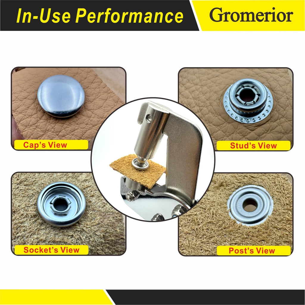 Snap Button Kit with Case, 100 Sets 15mm Stainless Steel Snaps