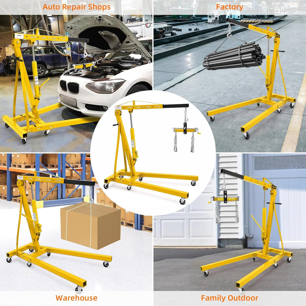 2 Ton Engine Hoist with Lever, Hydraulic Cherry Picker Engine Crane