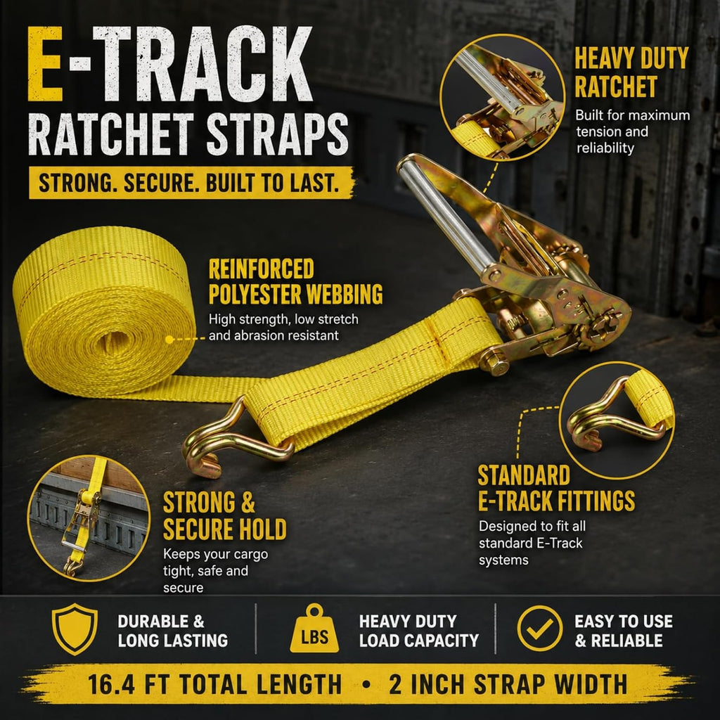 Ratchet Straps Heavy Duty Pack of 4, 2 Inch Ratchet Straps with Double J Hook, 16.4 Ft Tie Down Straps for Securing