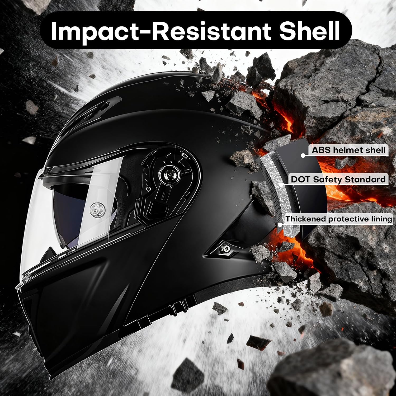 Modular Bluetooth Motorcycle Helmet, DOT Approved | Flip Up Full Face Helmets with Dual Visor