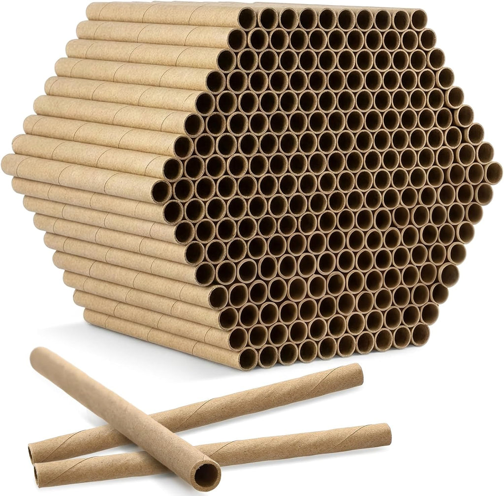 200 Pack Mason Bee House Tubes, 6 Inch Long x 5/16 Inch Diameter Cardboard Nesting Refill Inserts Liners Tubes for