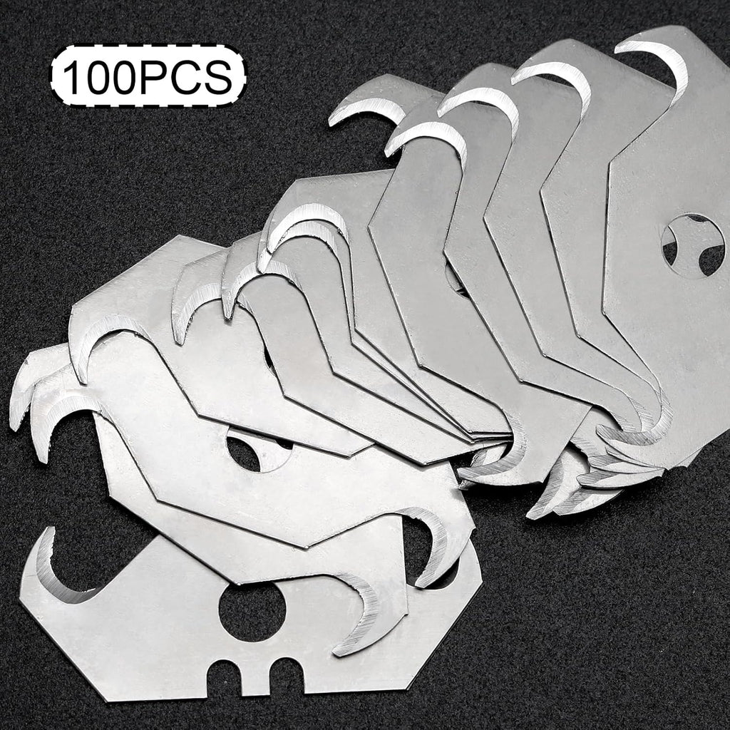Utility Knife Hook Blades, 100 Pcs, SK5 Steel