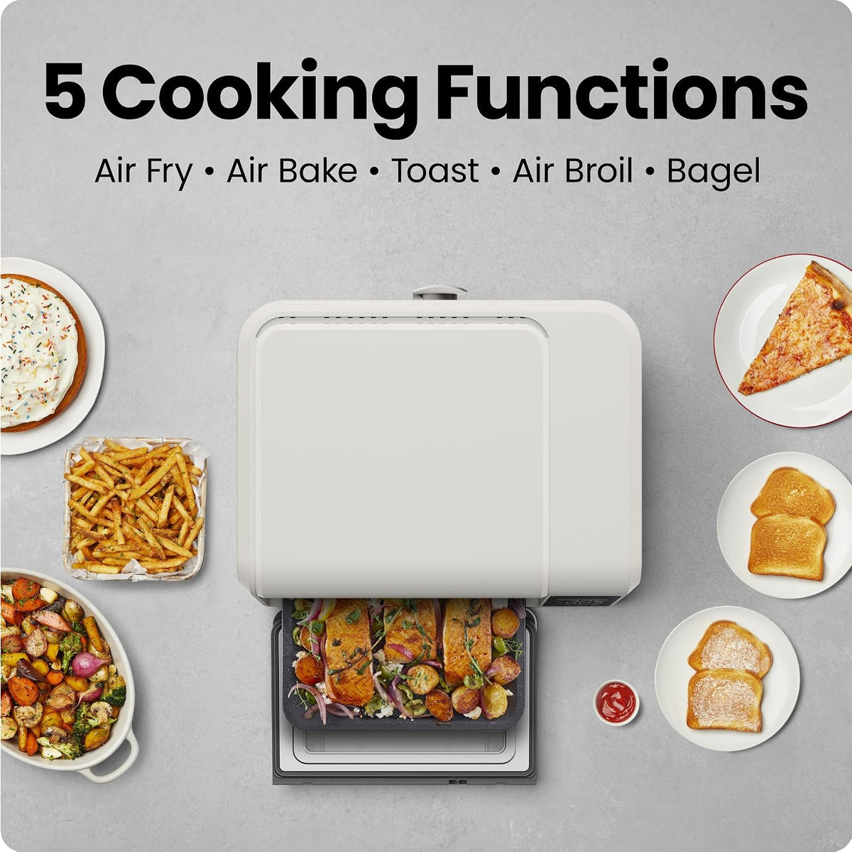 Air Fryer Toaster Oven Combo, Countertop Oven for Quick & Healthy Meals, Bake, Broil, Air Fry, Toast, and Bagel
