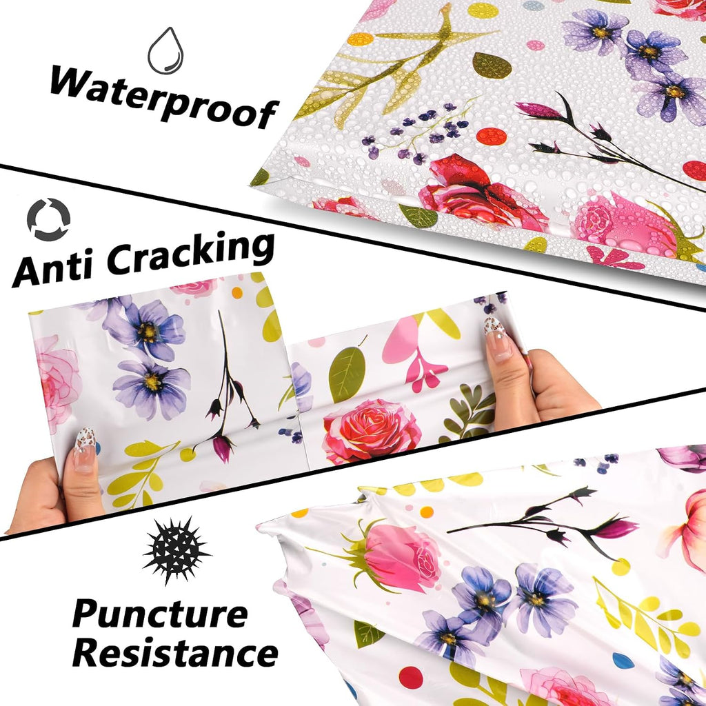 Poly Mailers 6x9 Inch, 100 Pack, Flower Self-Seal Shipping Bags