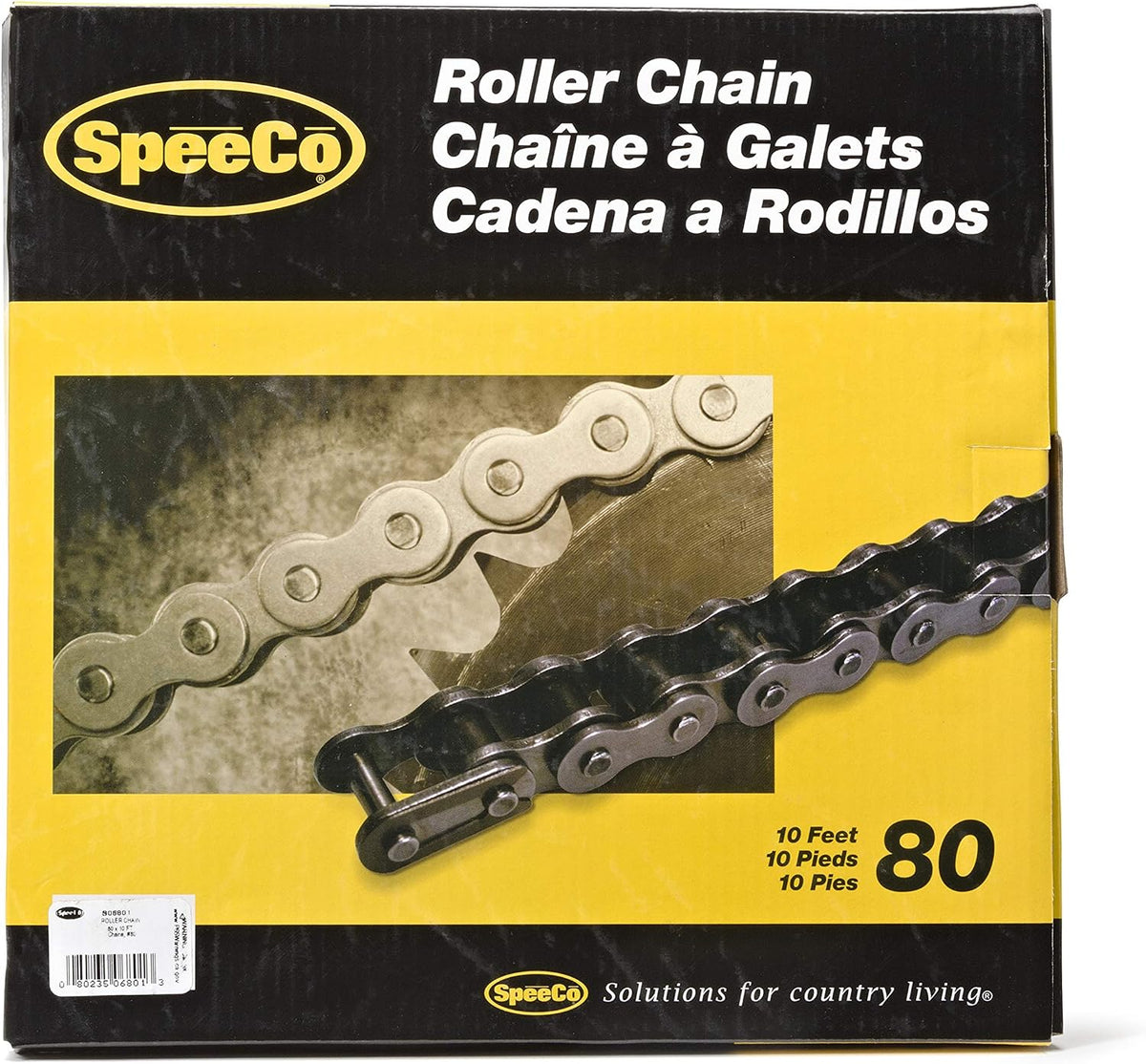 SpeeCo S06801#80 Roller Chain x 10 Feet with Connecting Link