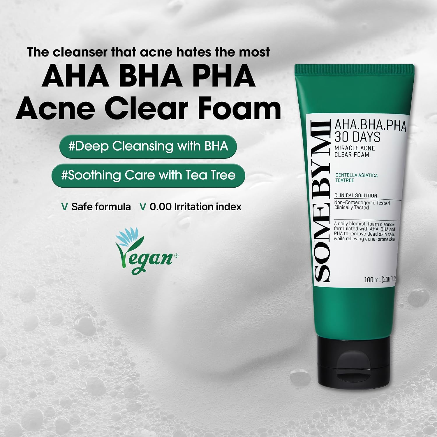 AHA BHA PHA Acne Clear Foam – 3.38oz – Face Wash
