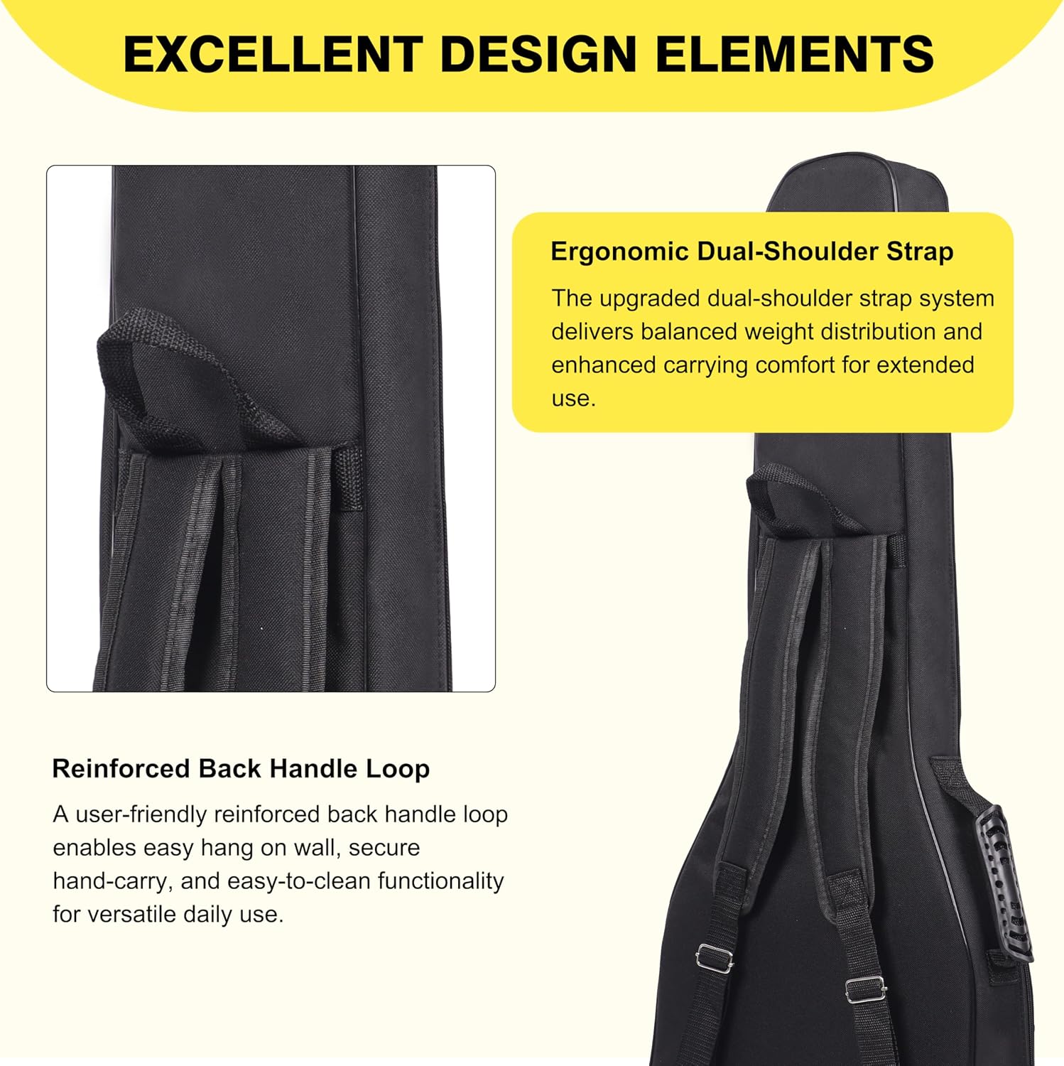 39/40" Electric Guitar Bag, 0.35" Thick Padding Electric Guitar Case | Waterproof & Shockproof Gig Bag with