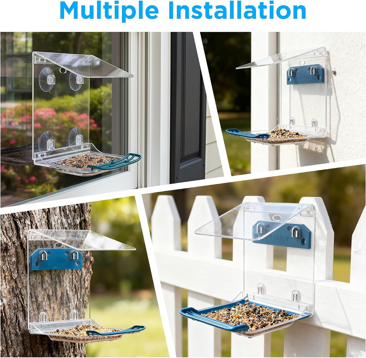 Window Bird Feeder for Outdoors with Strong Suction Cups,Sturdy and Durable Acrylic Birdfeeders for Viewing Wild