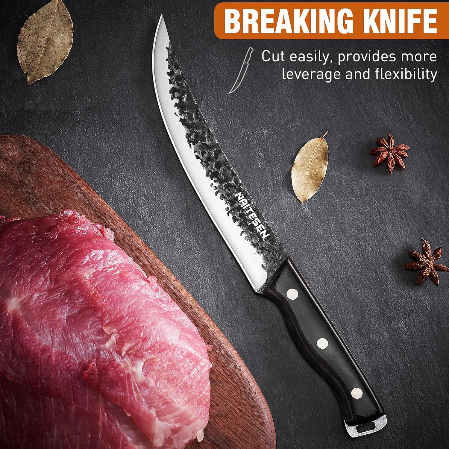 3PC Butcher Knife Set, Brisket Carving Breaking Boning Knife
