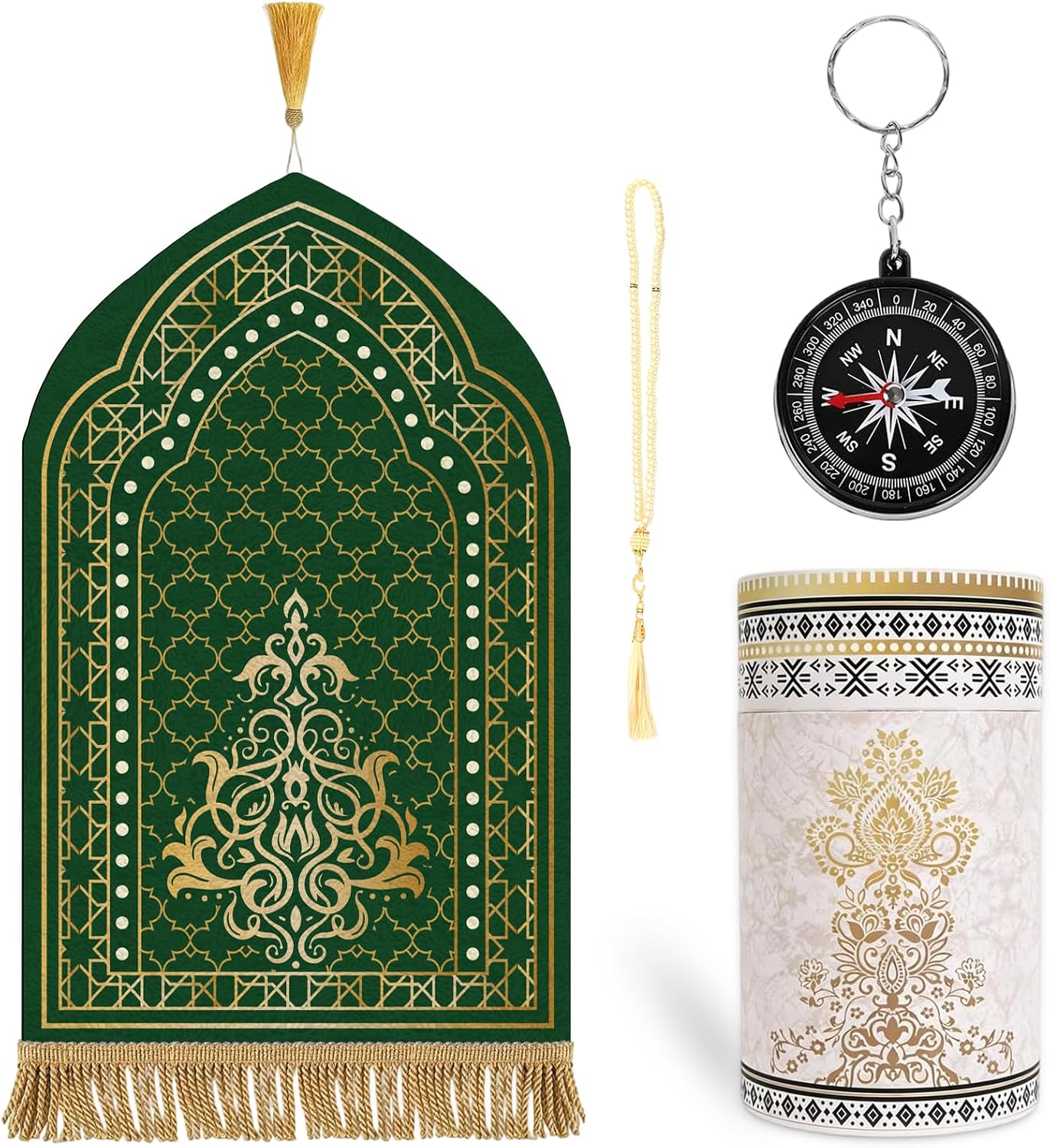 Muslim Prayer Mat Set, 4 PCS Soft Portable Islamic Prayer Rug