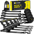 Ratchet Straps Tie Downs 4 Pack (5,000 LB Break Strength) 1.5" x 15 Feet Tie Down Straps with Safety Lock S Hooks for