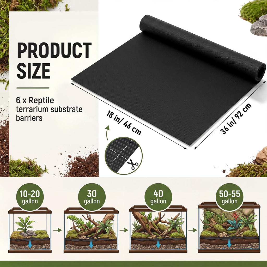 6 Pcs 36"x18" Reptile Terrarium Substrate Barriers Bioactive