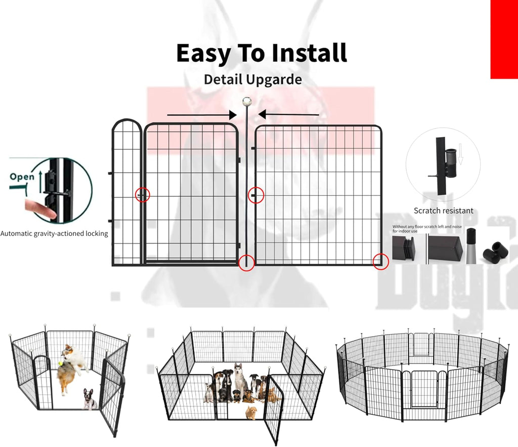 Portable Dog Crates & Playpen, 32'' Metal Pet Pen for Small/Medium Dogs, Easy-Carry Straps, Ideal for Indoor/Outdoor