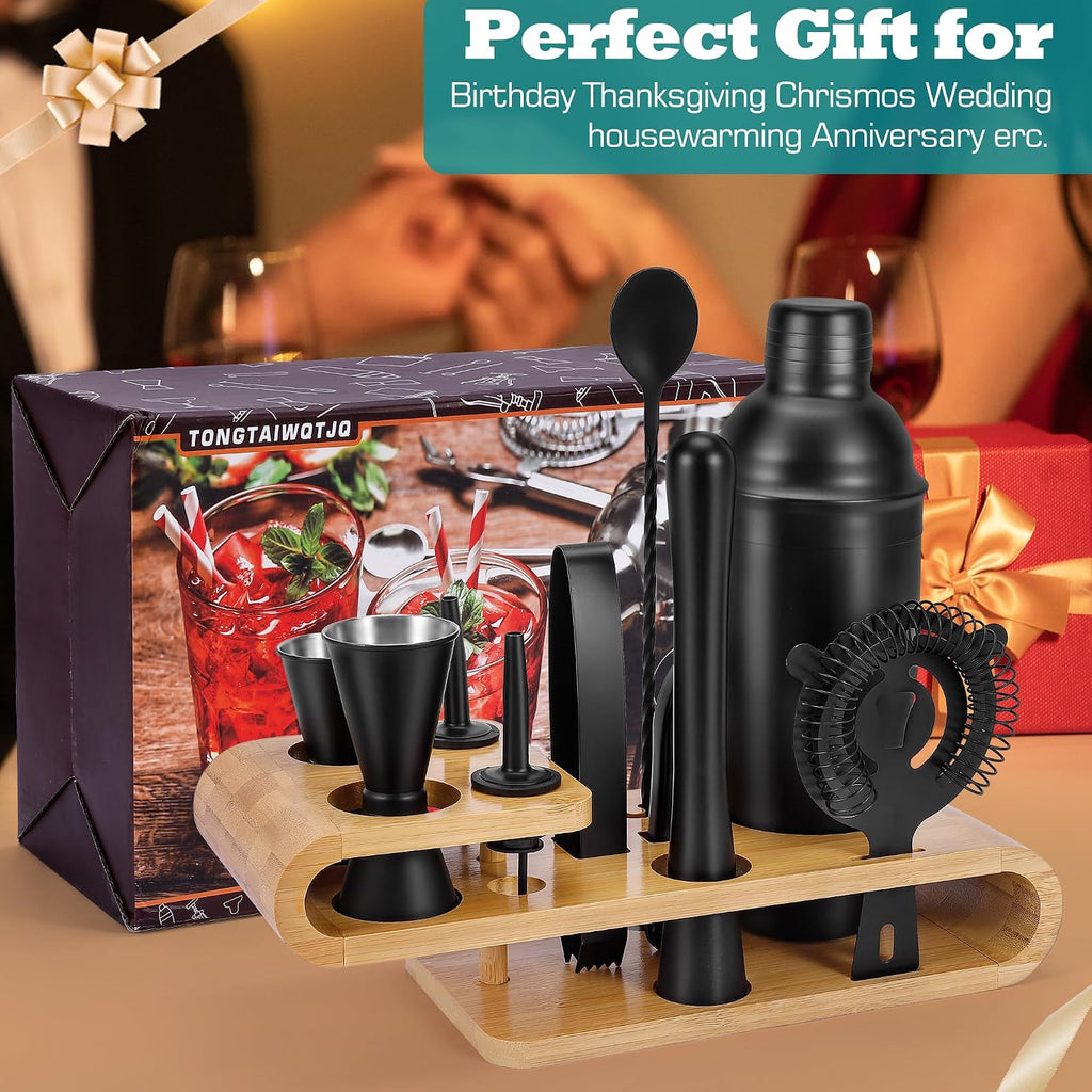 Cocktail Shaker Set - 12-Piece Complete Bartender Kit for Home Bar and Cocktail Making - Includes Cocktail Shaker