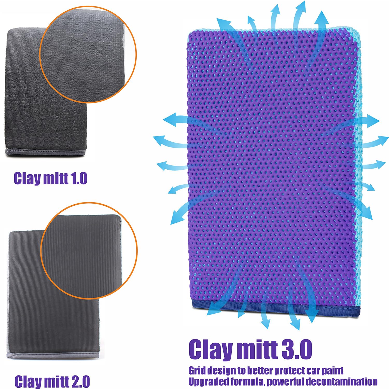 Auto Detailing Clay Bar Mitt, Detailing Clay Mitt for Paint, Glass, Wheels, Car’s Paint Claying, Paint Prep for Wax