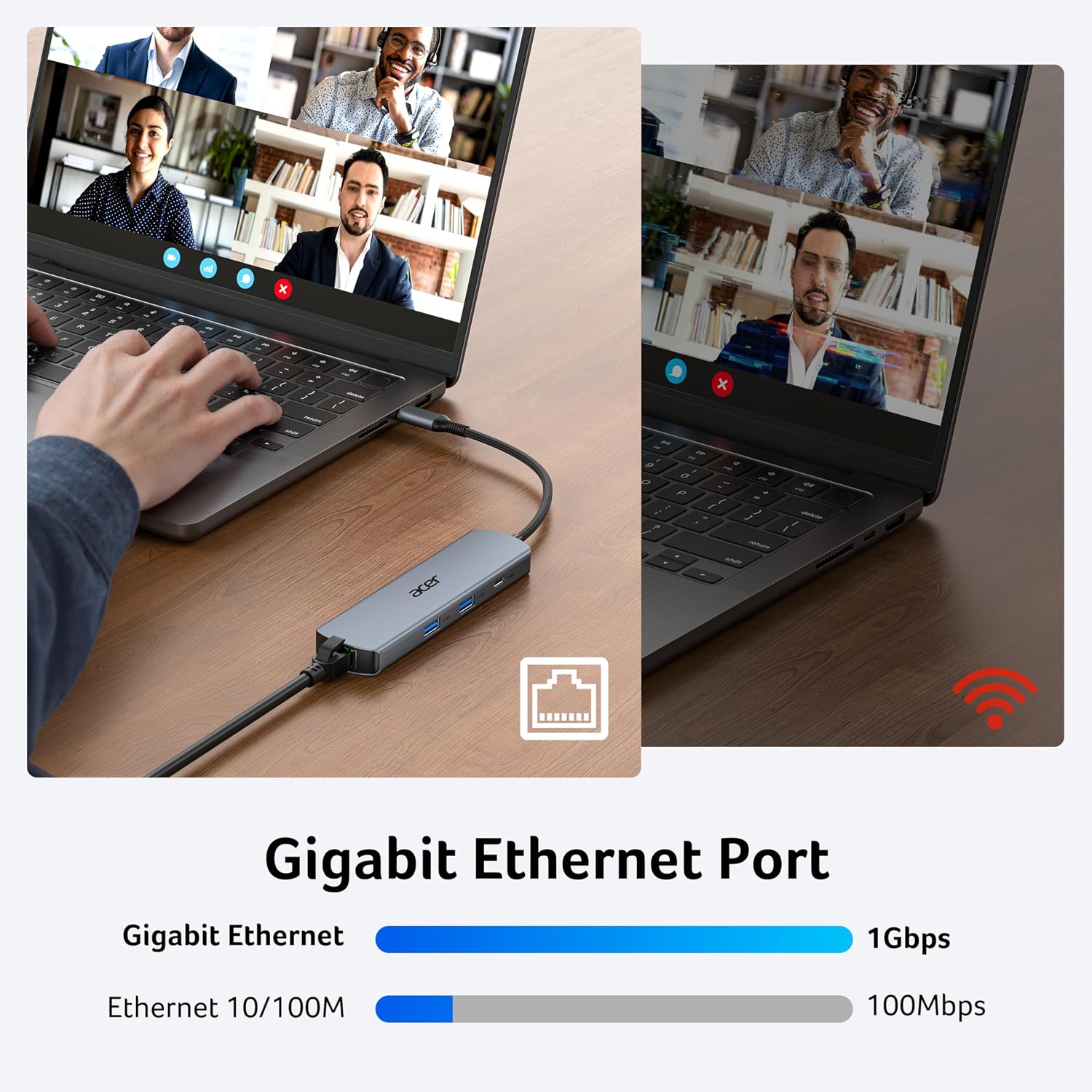 6 in 1 USB C Hub with Ethernet, 4K@60Hz USBC to HDMI Multiport Adapter, 100W PD Charging, USB A/USB C Data Ports USB
