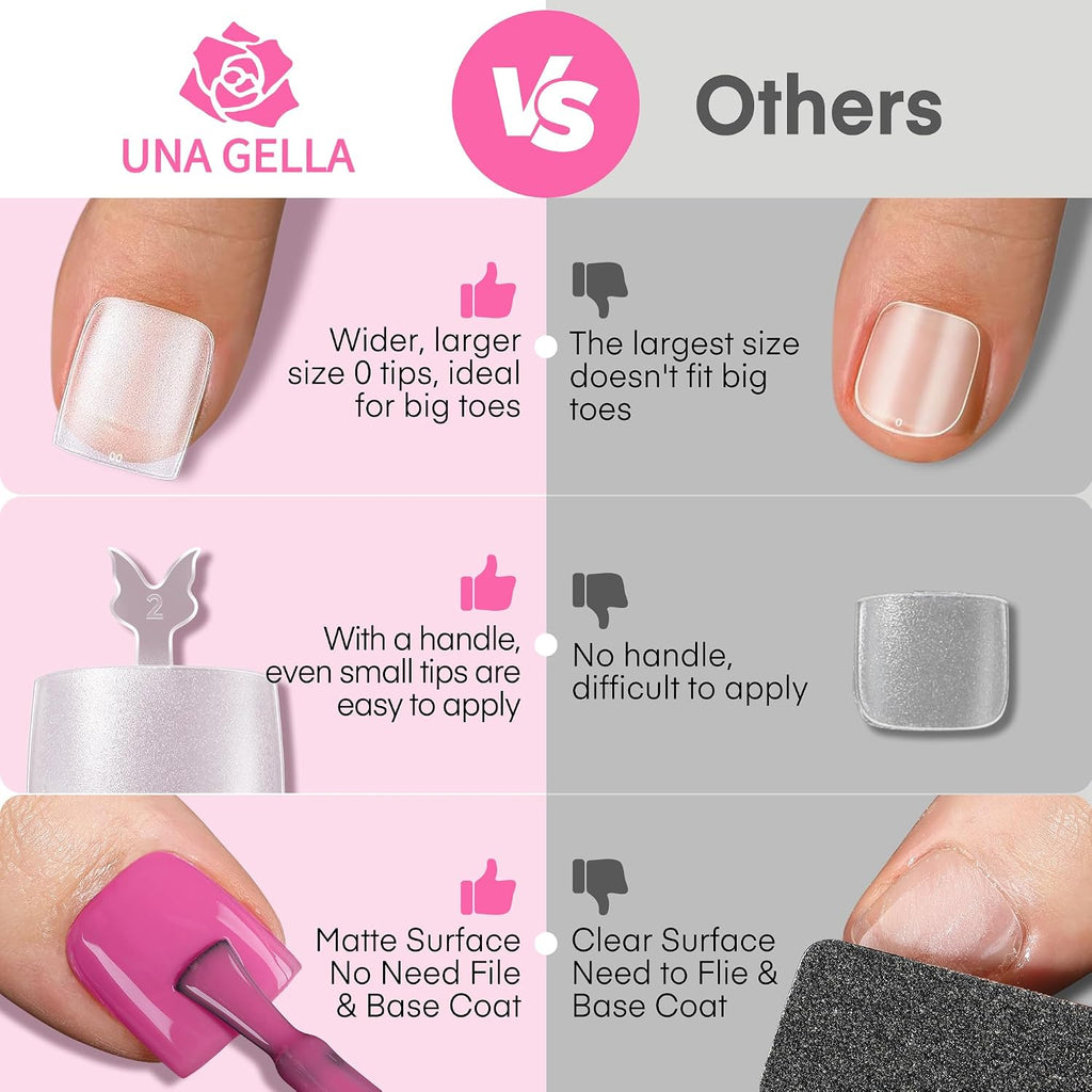 Toe Nail Tips 15 Sizes 216Pcs, Square Toe Nails fit Big Wide Toe