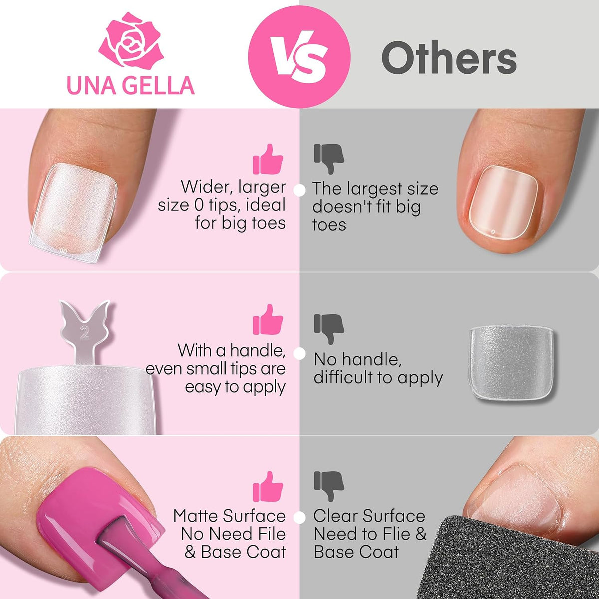 Toe Nail Tips 15 Sizes 216Pcs, Square Toe Nails fit Big Wide Toe