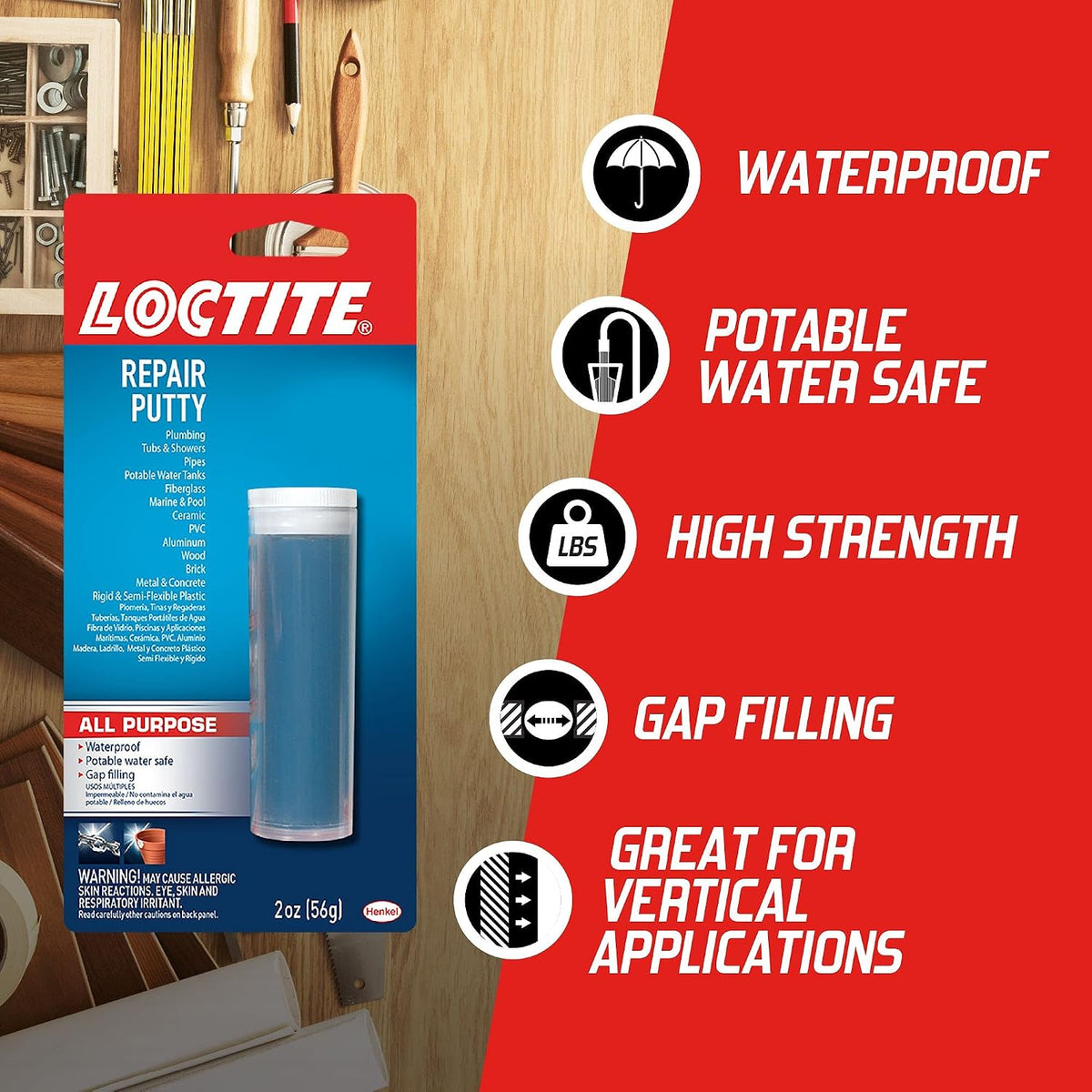 Loctite Epoxy Multi Purpose Repair Putty , 2 oz Stick, 1 Pack