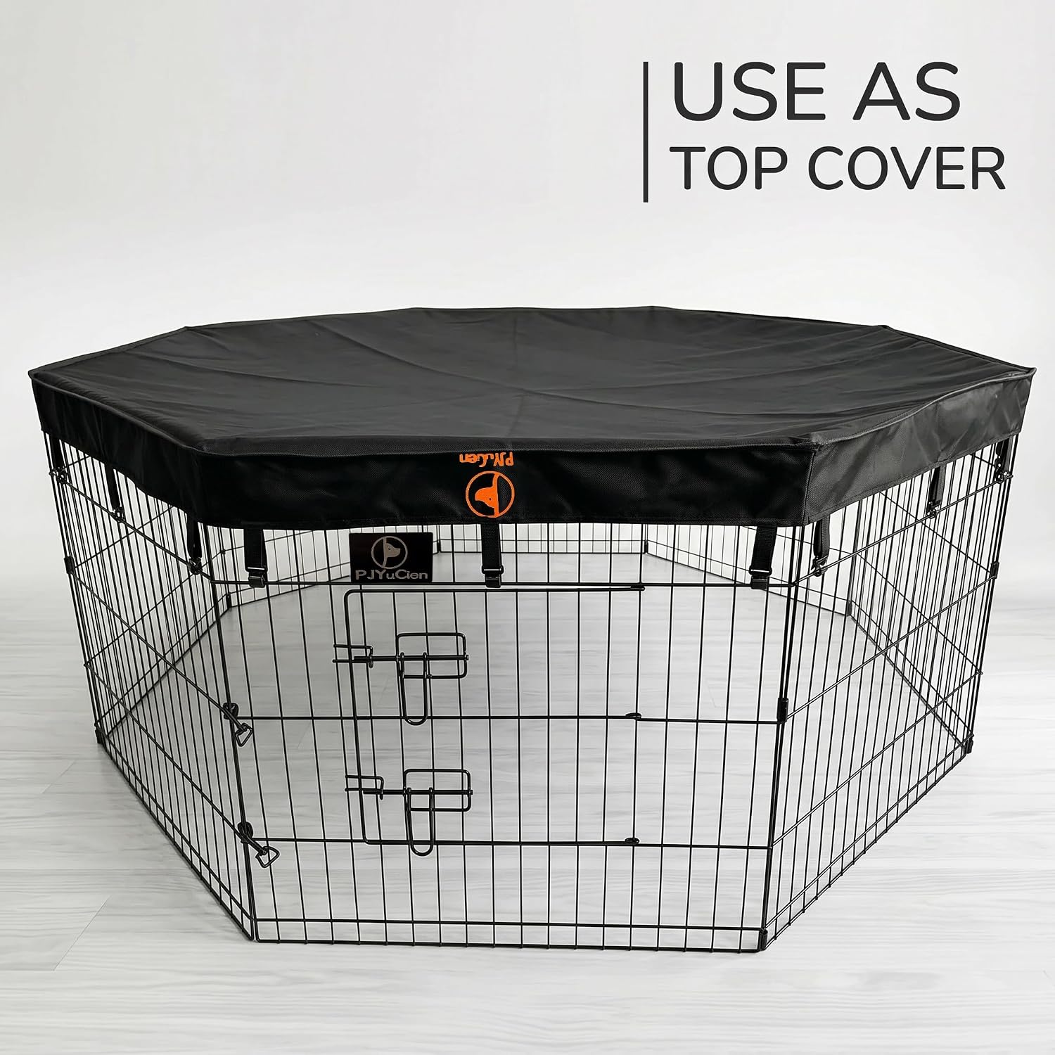 Octagonal Dog Playpen with Bottom Pad - Metal Foldable Exercise Pen, 8 Panels 24" H x 24" W Indoor Outdoor Pet Fence