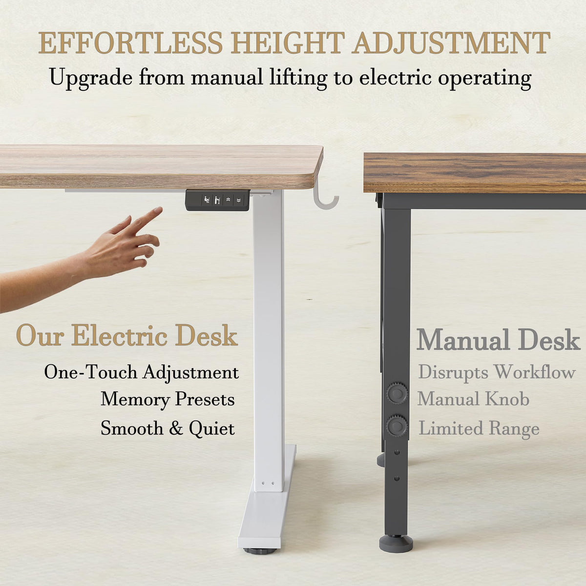 Electric Adjustable Sewing Table, 47"x24" Workbench Adjustable Height, Ergonomic Worktable for Garage, Craft Desk