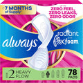 Radiant Feminine Pads for Women, Flexfoam Pads with Wings, Size 2, Heavy Absorbency, Lightly Scented, 78 Count (3