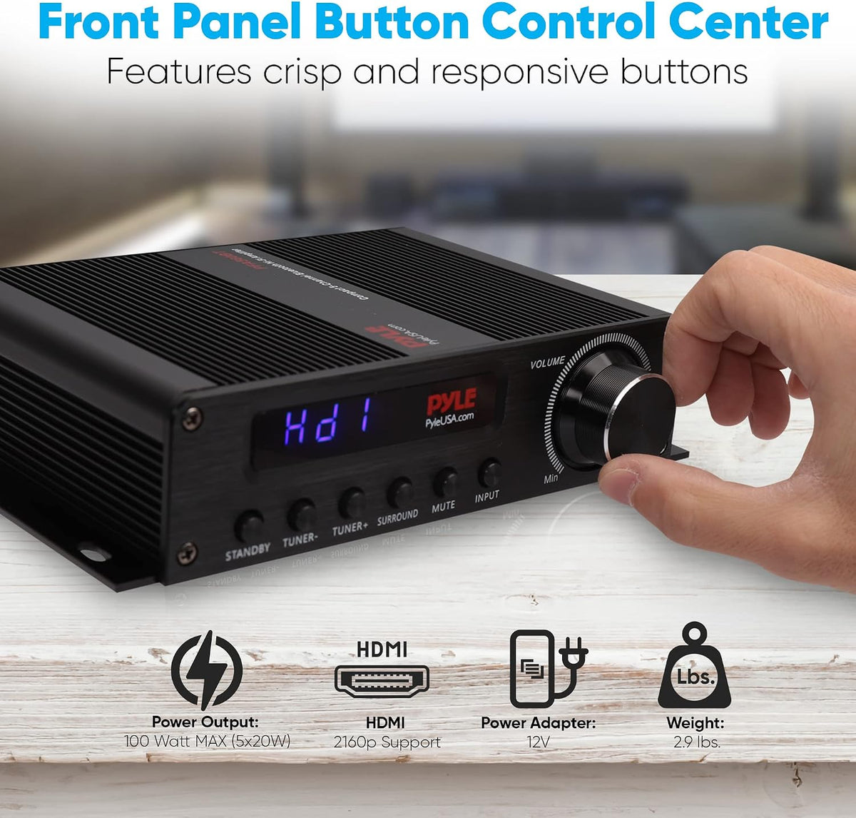 Pyle Wireless Bluetooth Home Audio Amplifier - 100W 5.1 Channel Home Theater Receiver, Surround Sound w/ HI Def In