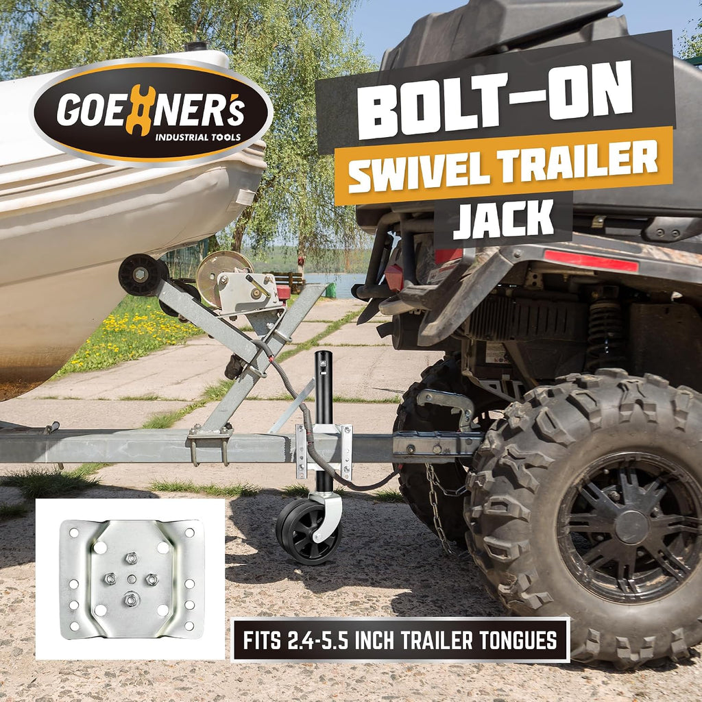 Upgrade 2.0 2000LBS Boat Trailer Jack – Professional Galvanized 8″ Dual-Wheel Swivel Tongue Jack with Detachable