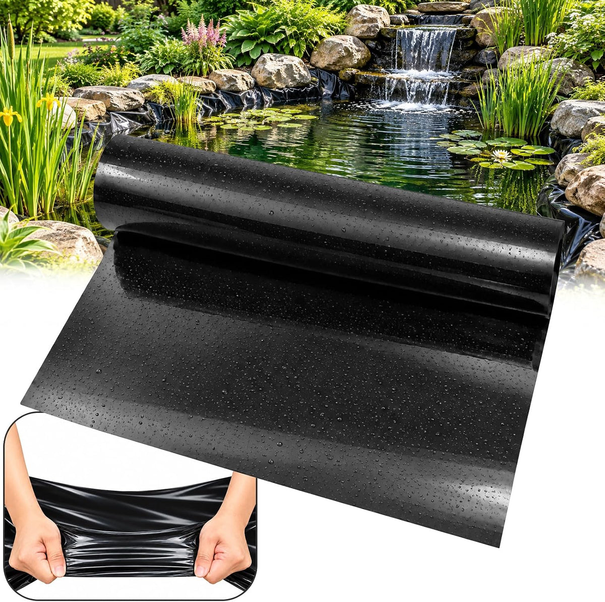 7 x 10 FT Pond Liner, Fish Pond HDPE Liner Waterproof Flexible