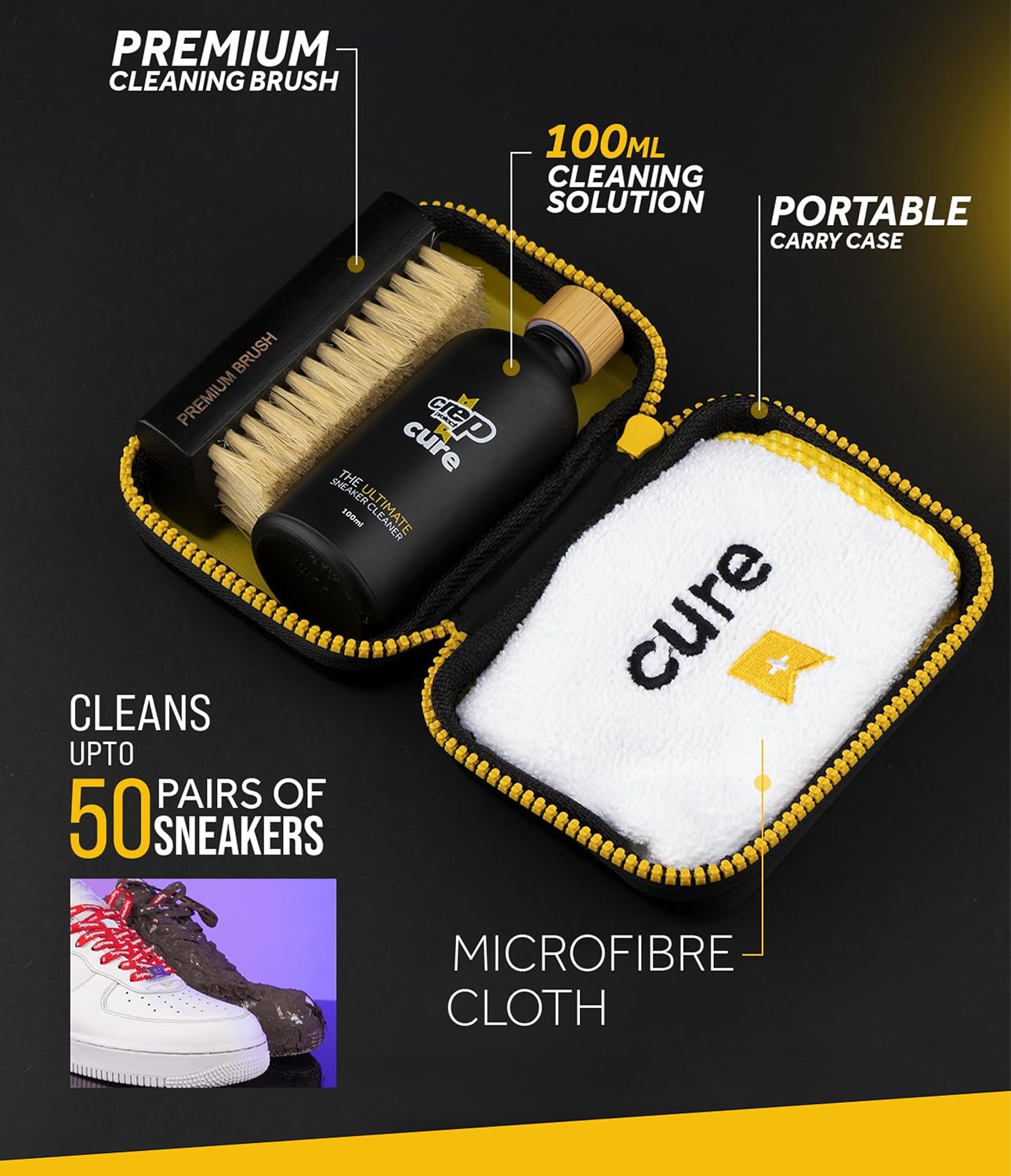 Sneaker Cleaner Kit - Deep Cleaning Shoe Cleaner for White Shoes, Leather, Suede, Nubuck & Canvas | Brush, Solution &
