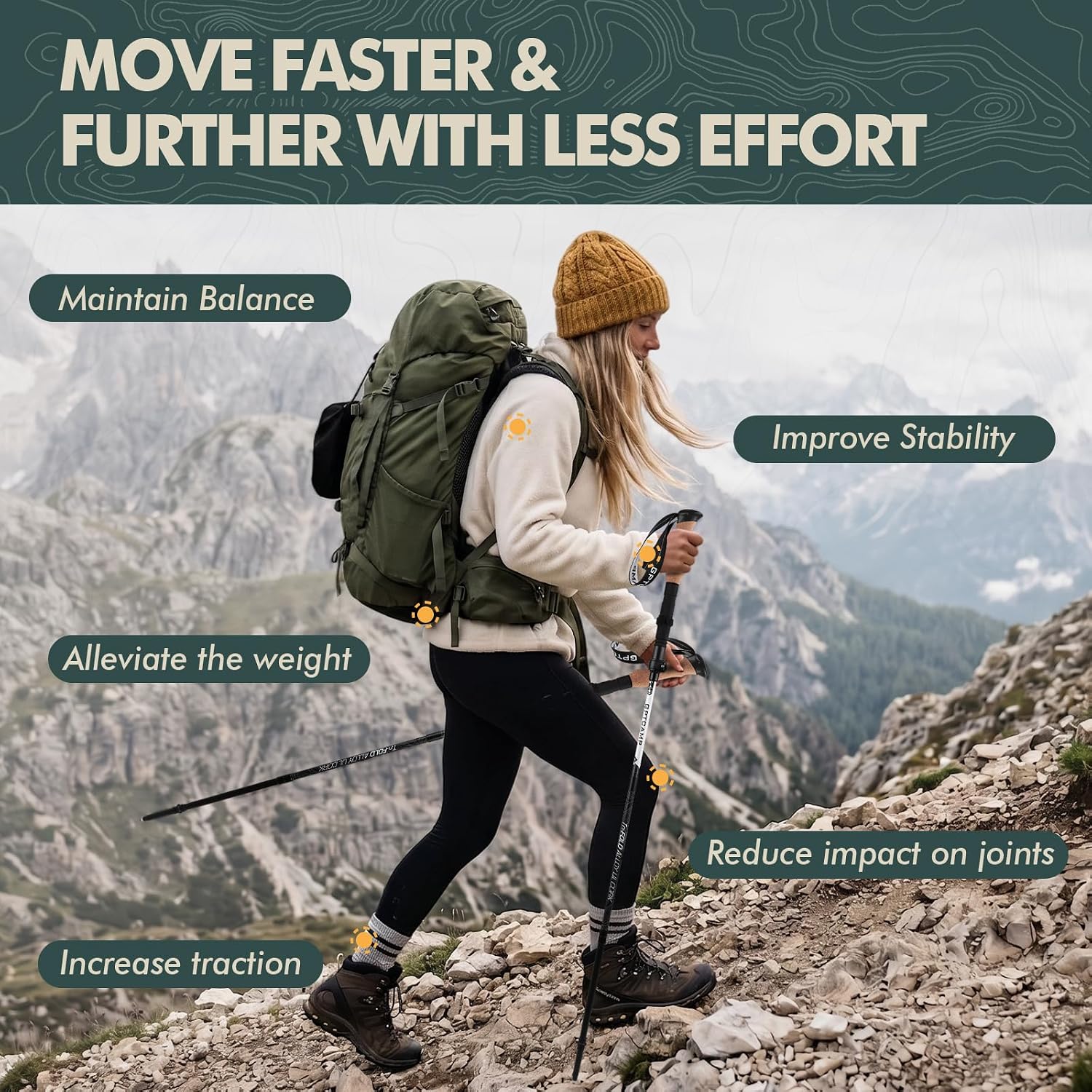 Folding Trekking Poles 7075 Aluminum Lightweight for Travel | Cork grip EVA sleeve, metal quick lock, wrist strap