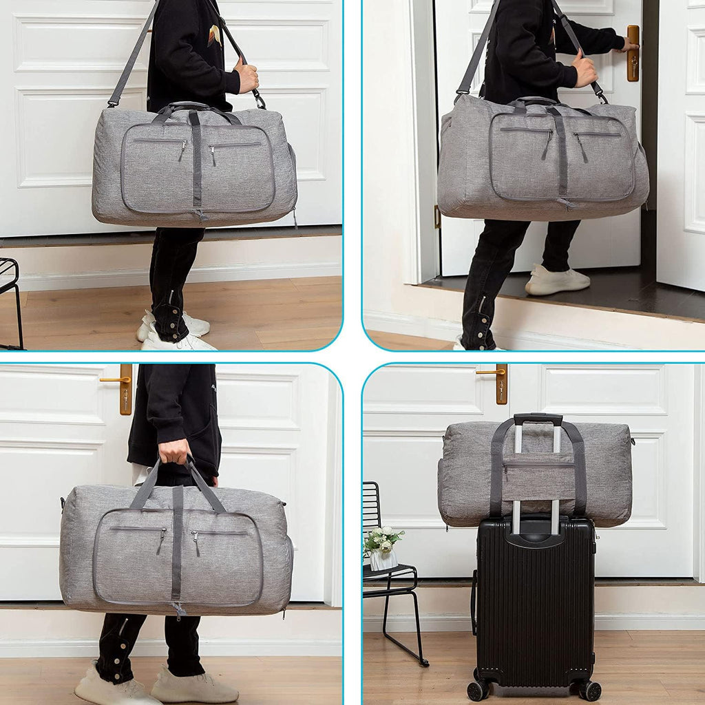 65L/85L/115L Foldable Travel Duffle Bag, Lightweight Checked Luggage with Shoe Compartment, Water-Resistant Weekender