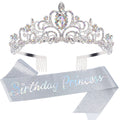 Princess Crown, Happy Birthday Tiara, Girl Sash for Women, Cake Popper, Birthday Party Decorations for Women