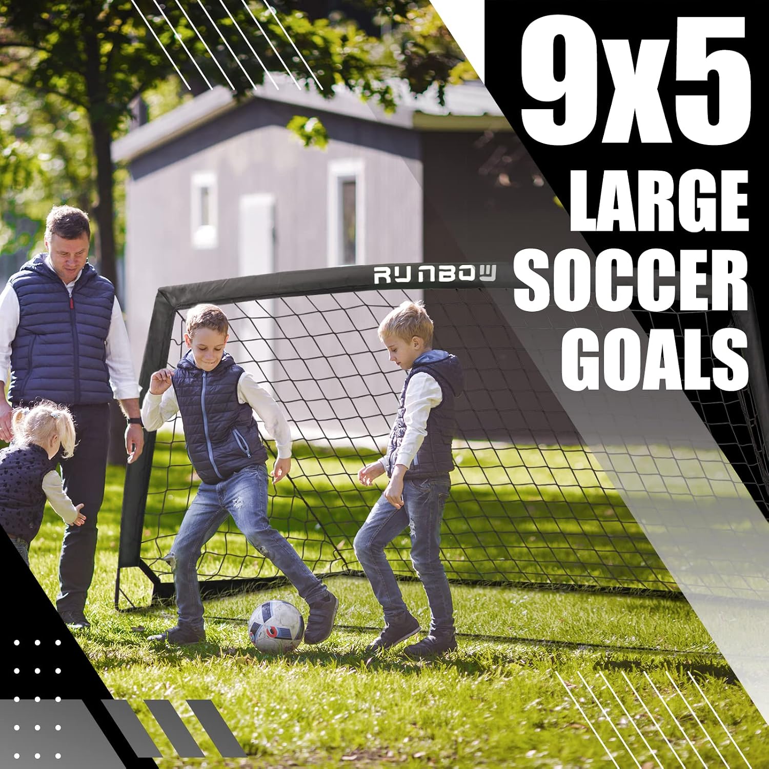 9x5 FT Kids Soccer Goals for Backyard, Portable Soccer Net with Carry Bag | Foldable Frame, Easy Set Up, Indoor and
