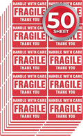 50 Sheets 2 x 3 in Fragile Stickers for Moving and Shipping