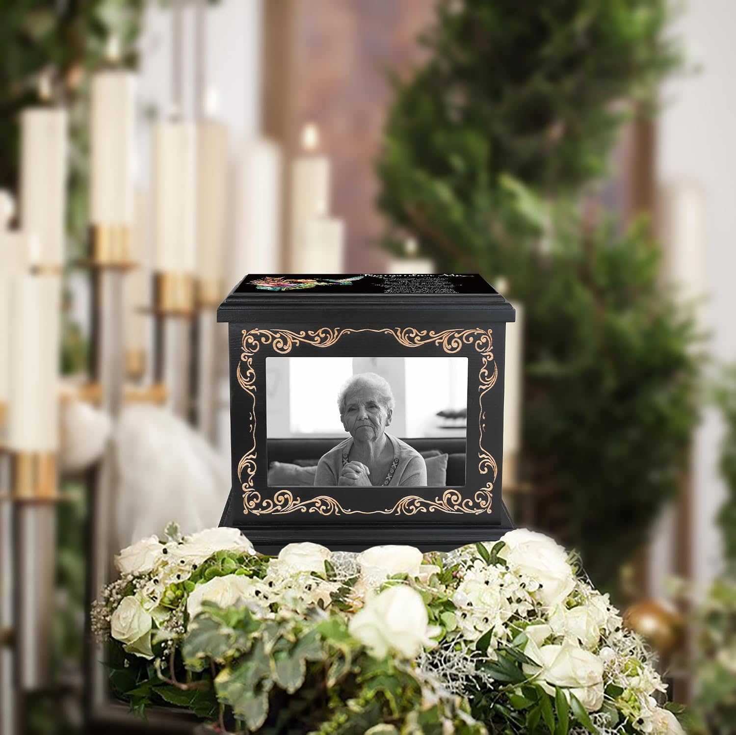 Cremation Urns for Human Ashes Adult Up to 200 IBS with Photo Frame