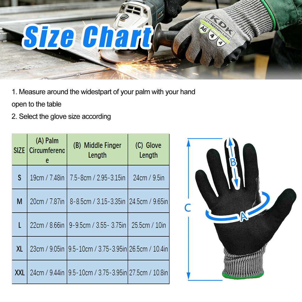 ANSI A6 Cut Resistant Work Gloves for Men Women, Nitrile Coated
