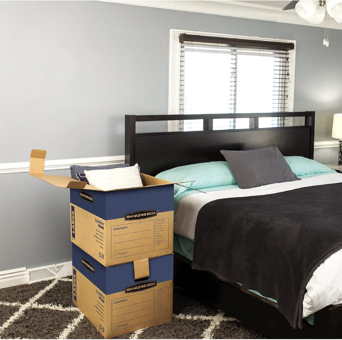 Large Prime Moving Box 6 Pack, Reinforced Handles, Tape-Free Assembly, Attached Lid, 18-in x 18-in x 24-in (0062904)