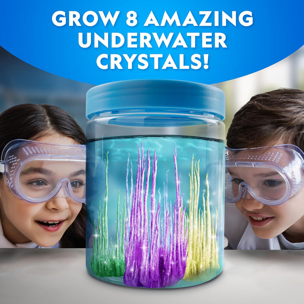 National Geographic Underwater Crystal Growing Aquarium Science Kit | Grow 8 Colorful Crystals Underwater, Secure
