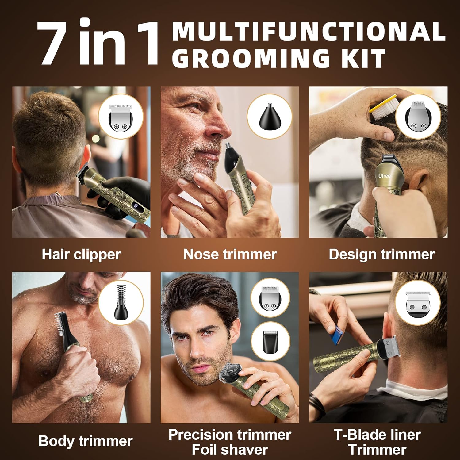 Beard Trimmer for Men, Electric Razor Shaver, Cordless Hair Clipper Shaving Kit for Mustache Body Nose Ear Hair