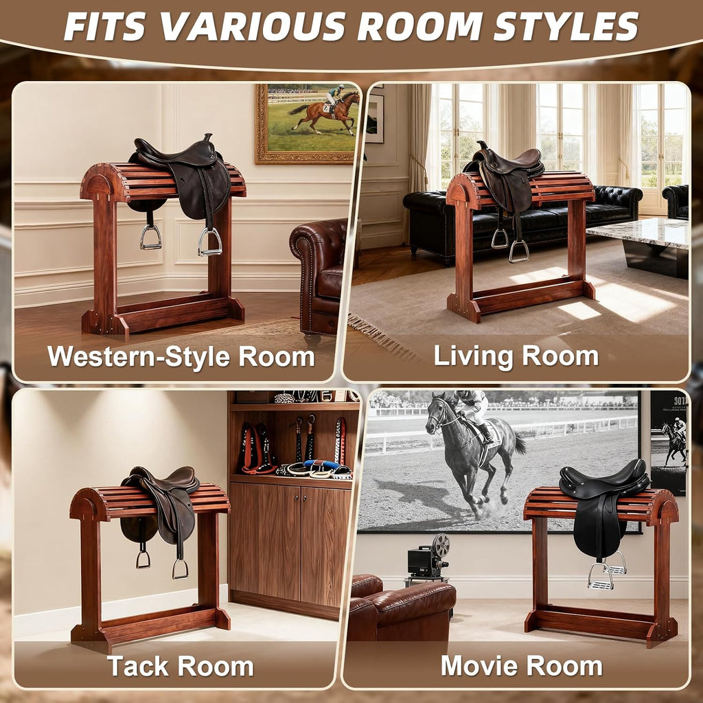 Extra-Large Wood Saddle Rack-Enhanced Height & Length with Reinforced Stability,Non-Abrasive Design,Heavy-Duty Saddle