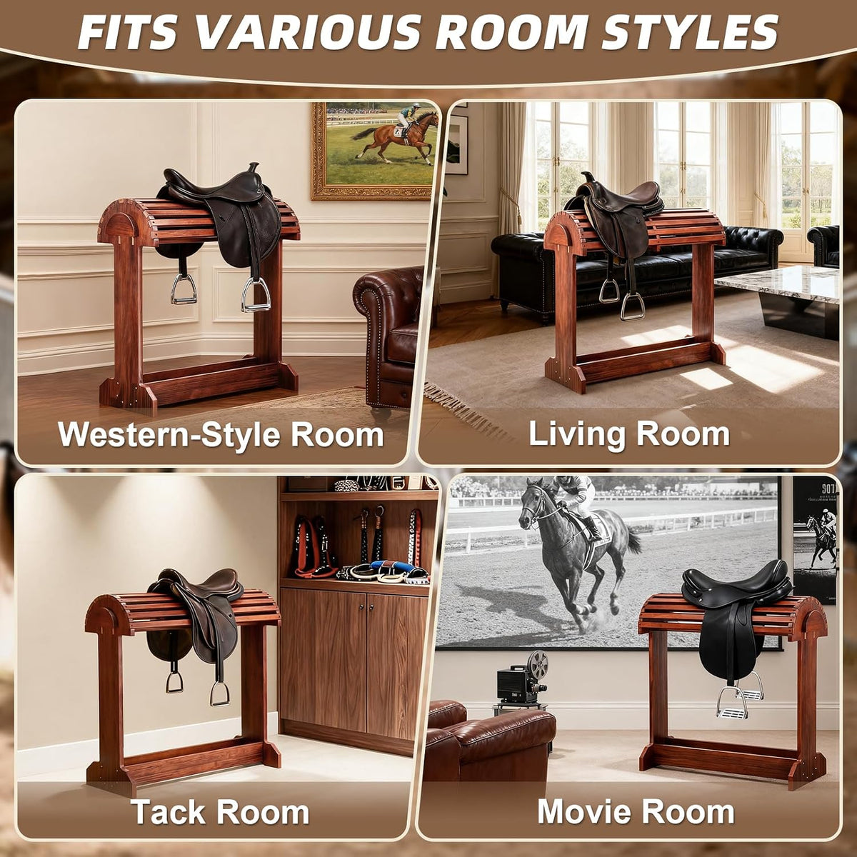 Extra-Large Wood Saddle Rack-Enhanced Height & Length with Reinforced Stability,Non-Abrasive Design,Heavy-Duty Saddle