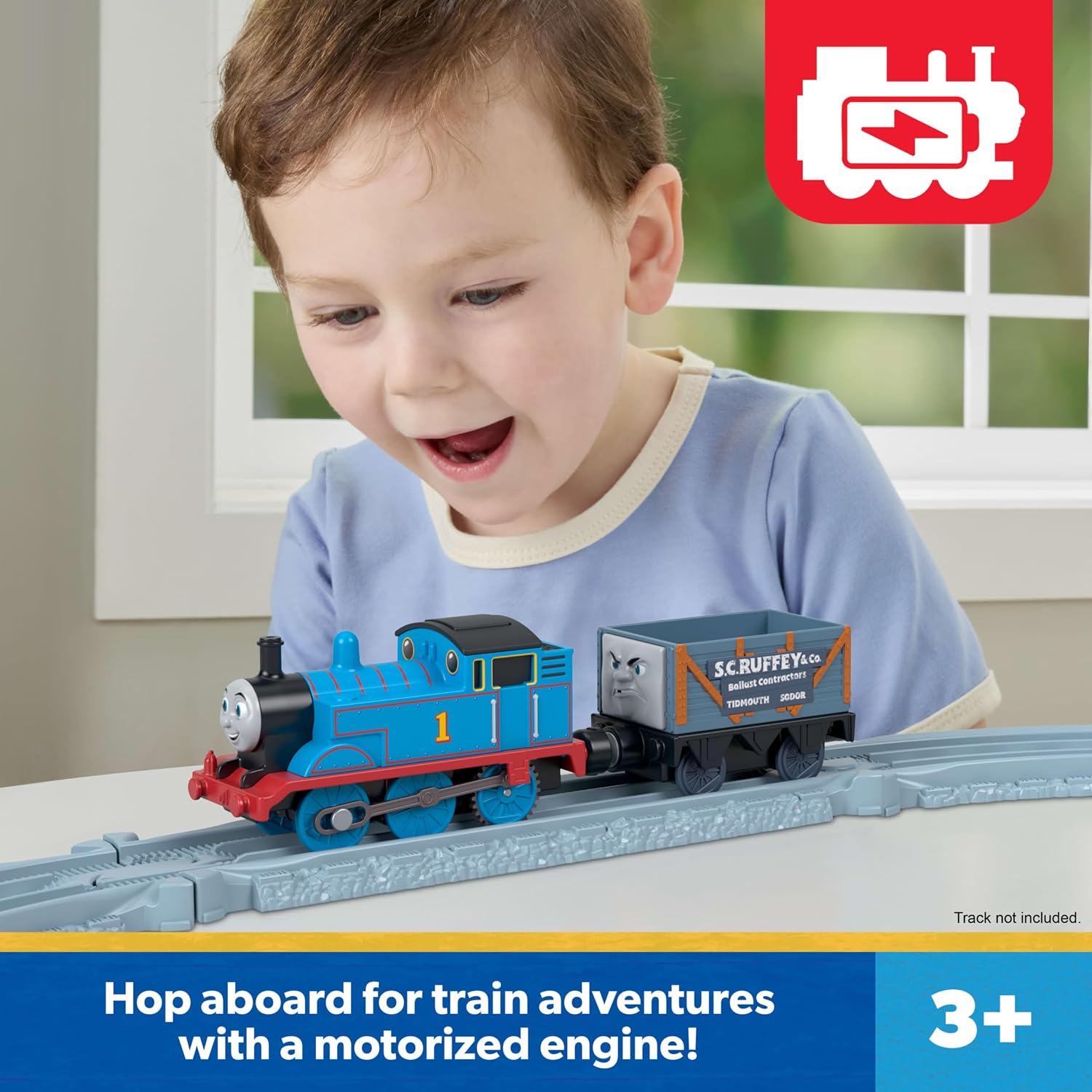 Motorized Thomas Engine & S.C. Ruffey Truck | Fisher-Price Battery-Powered Toy Train & Vehicle for Preschoolers