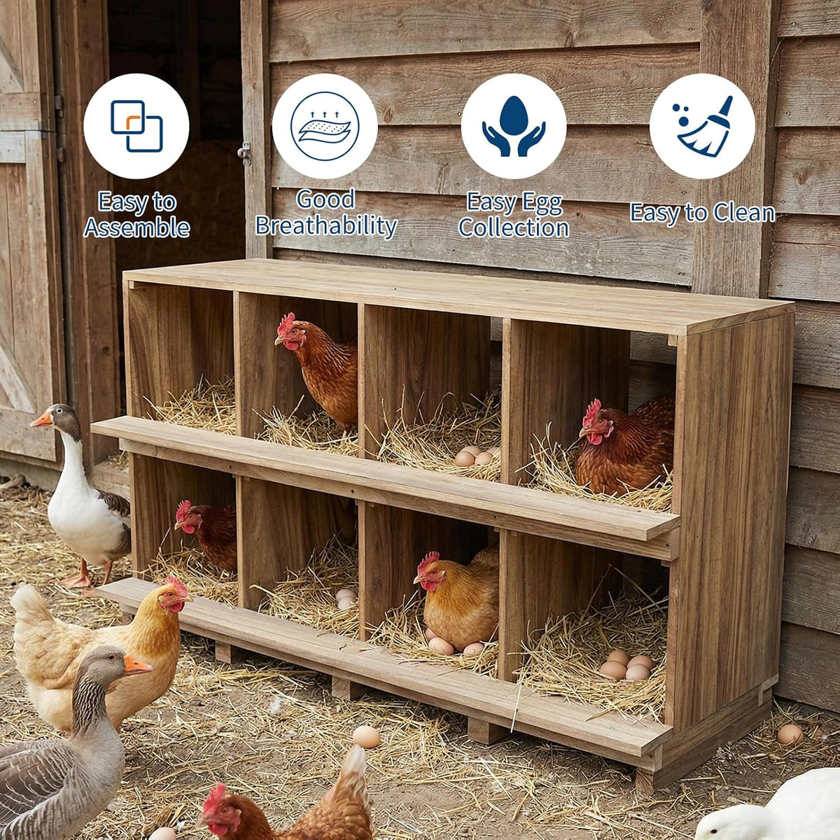 Nesting Boxes for Chickens, 8 Compartments Chicken Nesting Boxes