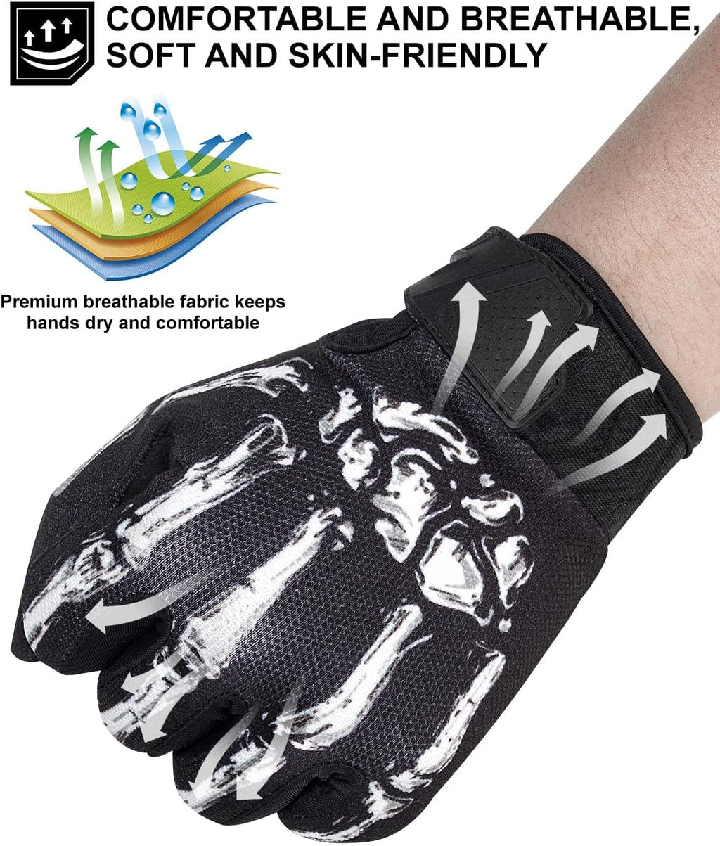 Motorcycle Gloves for Men Women Touchscreen, Lightweight Dirt Bike Glove Non-Slip, Skeleton Motorcycle Riding Glove