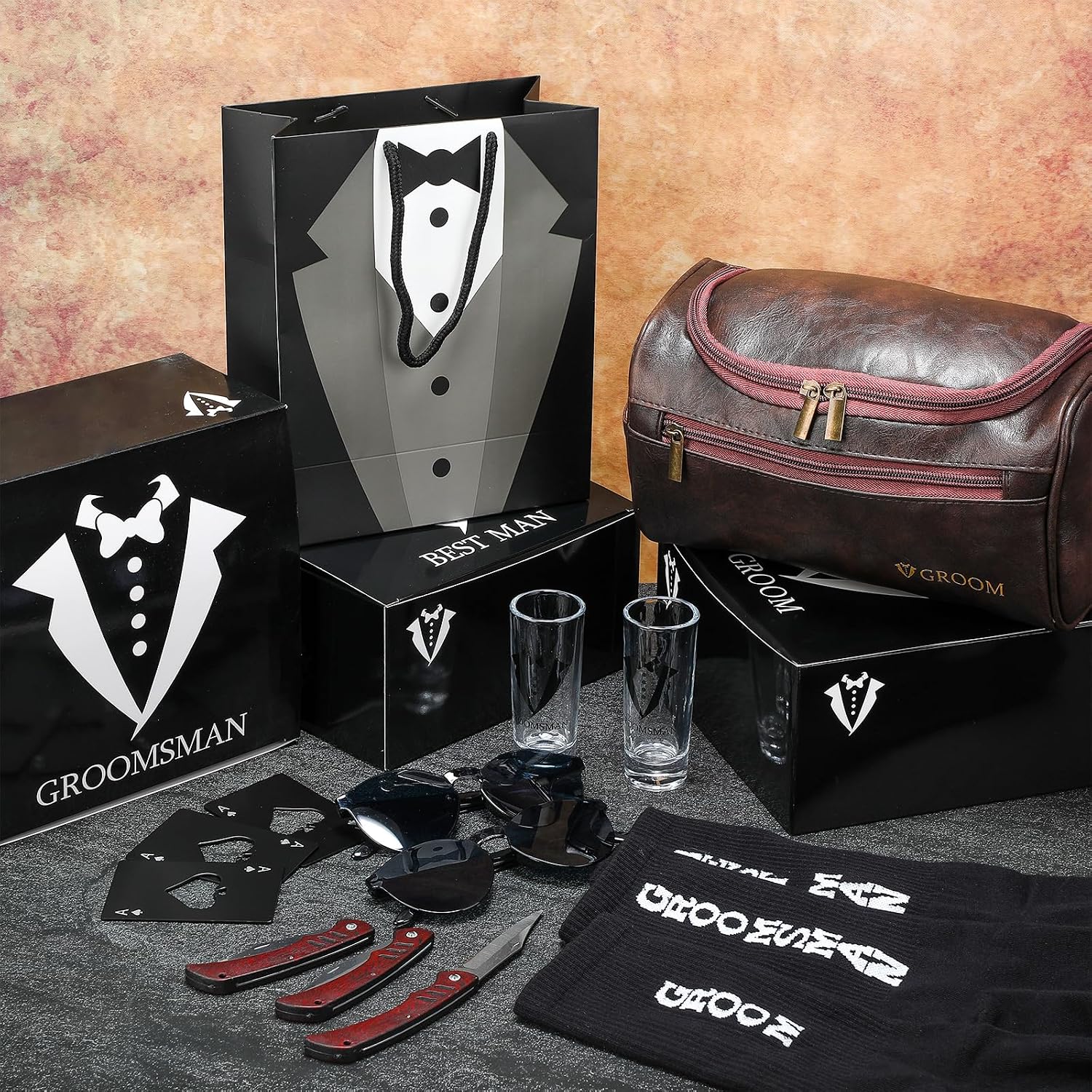 48 Pcs Groomsmen Gifts Box Set of 6, Groomsman Proposal Gift Bulk