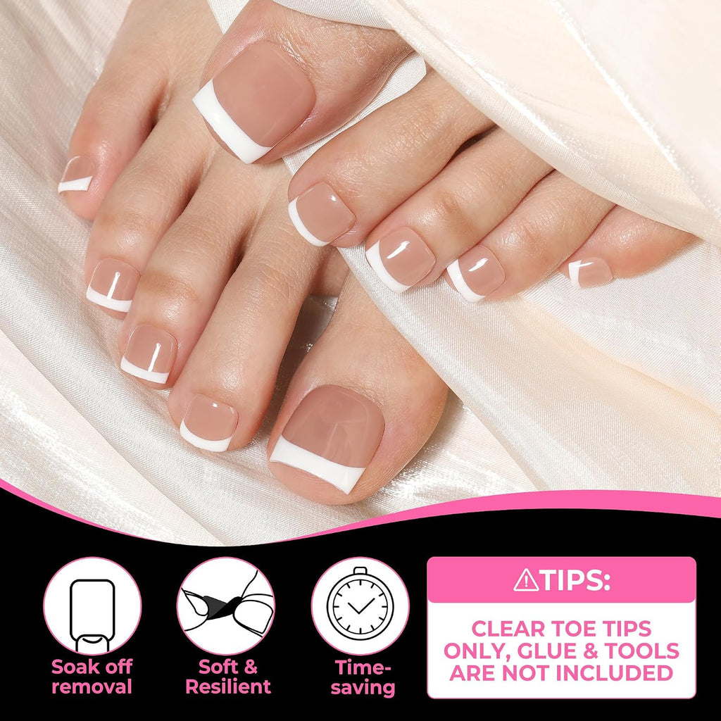 Toe Nail Tips 15 Sizes 216Pcs, Square Toe Nails fit Big Wide Toe